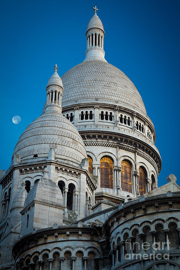 Sacre-Coeur and Moon Photograph by Inge Johnsson