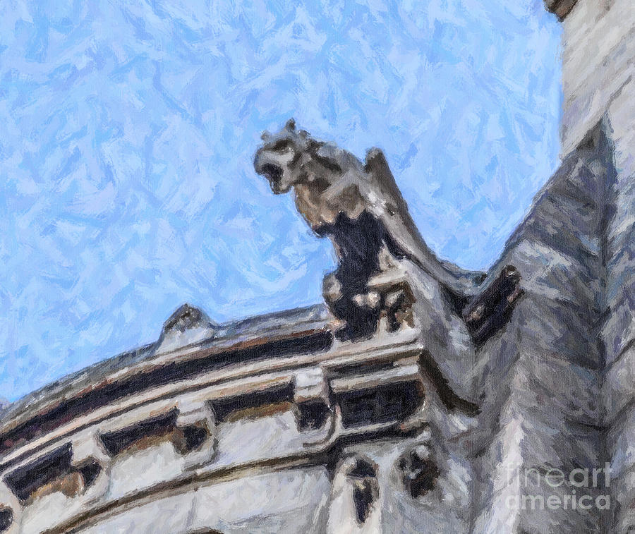 Sacre Coeur gargoyle Digital Art by Liz Leyden