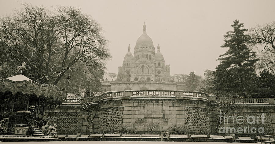 Paris Photograph - Sacre Coeur on a Snowy Day by Louise Fahy