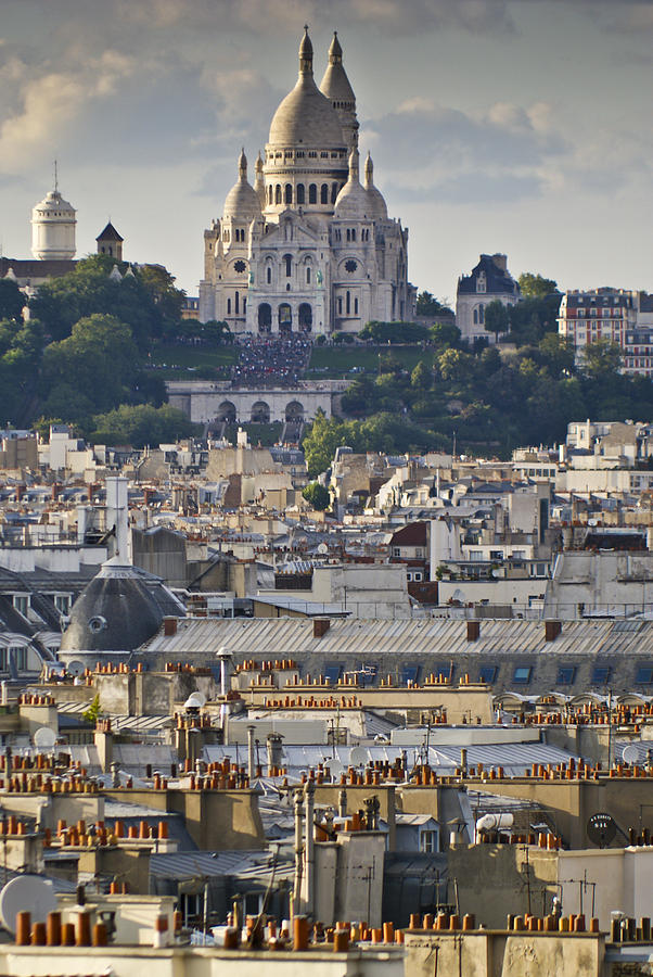 Sacre Coeur over rooftops Photograph by Gary Eason
