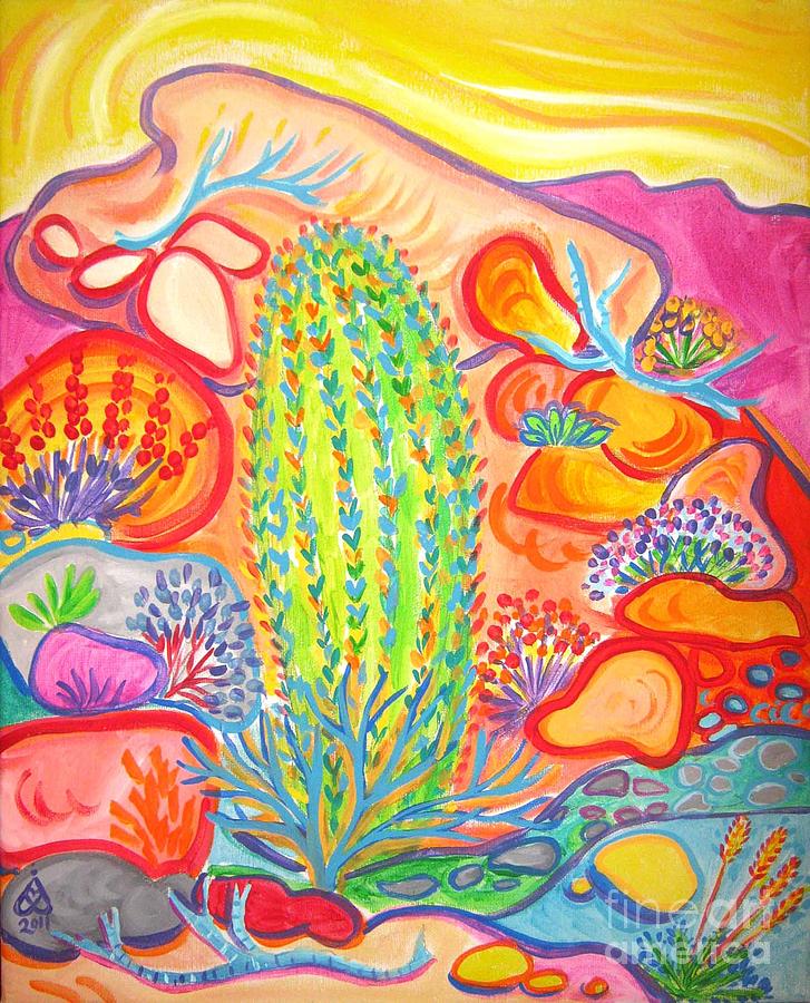 Sacred Cactus Painting by Rachel Houseman