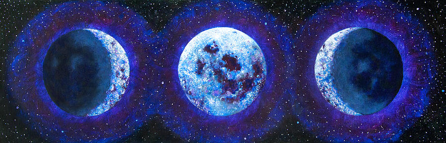 Space Painting - Sacred Feminine Blue Moon by Shelley Irish
