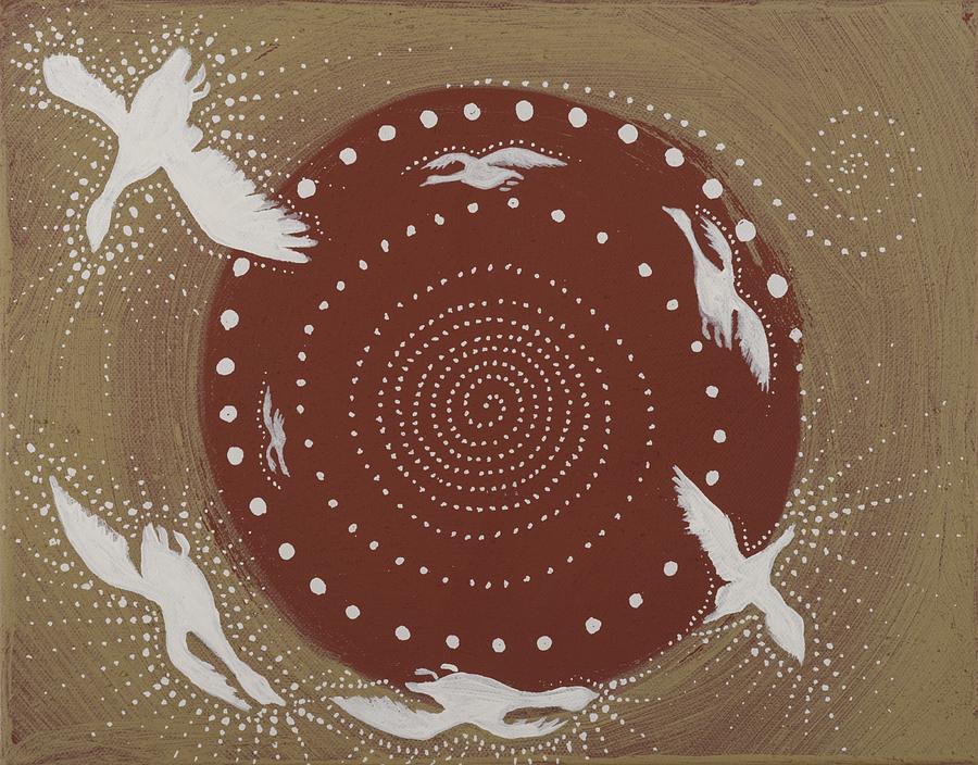 Flying Geese Painting - Sacred Geese by Sophy White