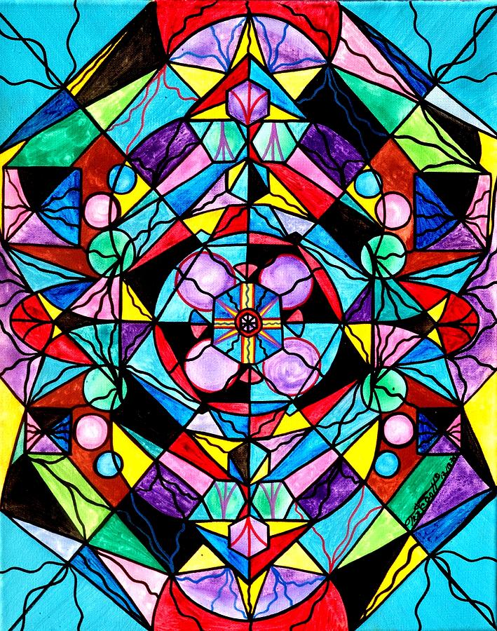 Sacred Geometry Grid Painting by Teal Eye Print Store