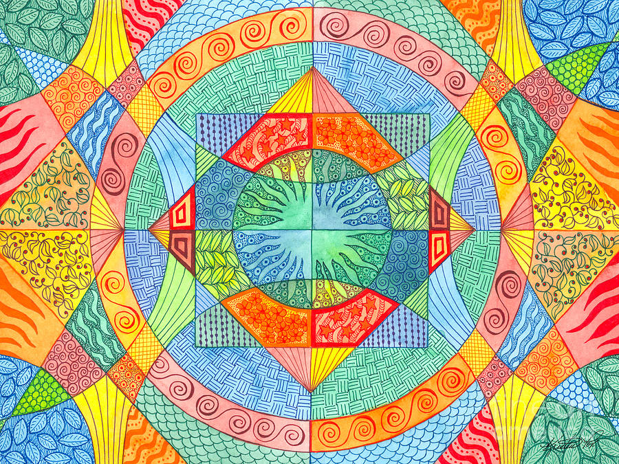 Sacred Geometry Mixed Media by Kristen Fox