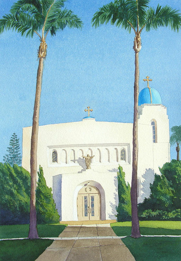 San Diego Painting - Sacred Heart Church Coronado by Mary Helmreich