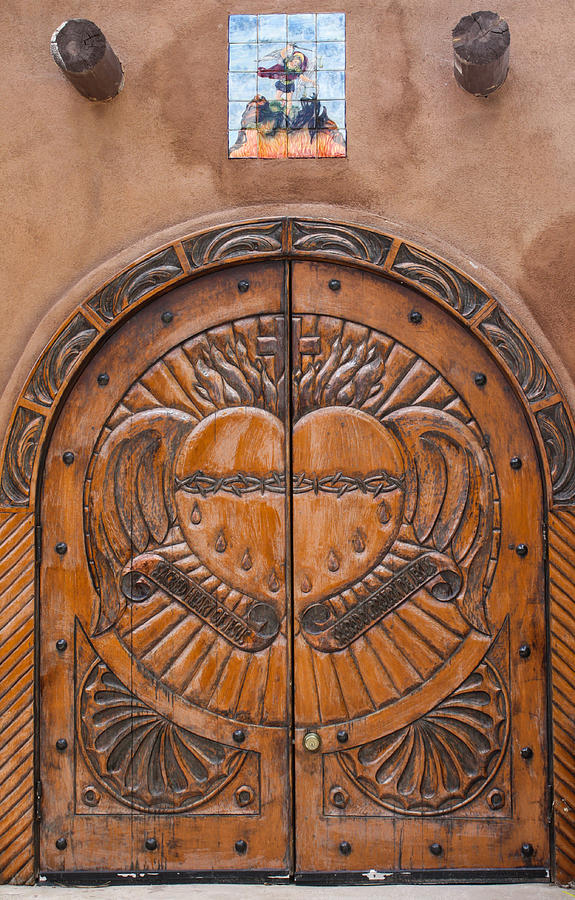 Sacred Heart of Jesus Carving on Doors of Misson Photograph by Toma Caul