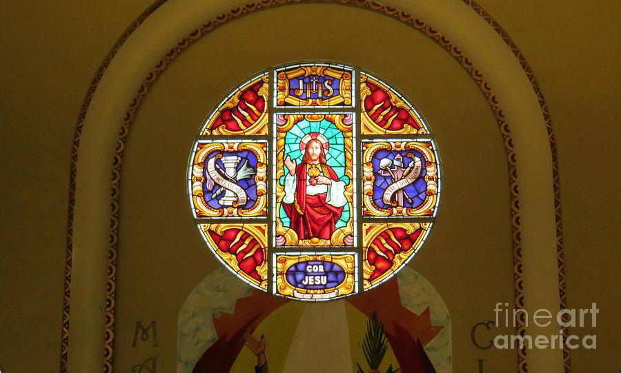 Stained Glass Window Photograph - Sacred Heart Of Jesus by Vladimir Berrio Lemm