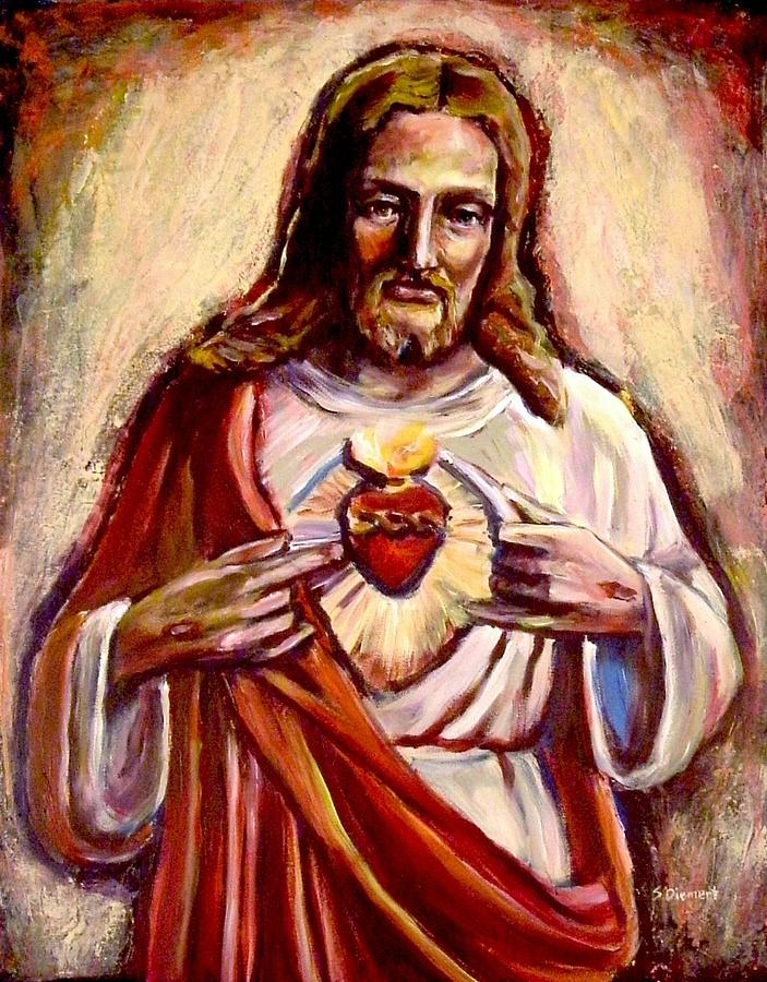 Jesus Christ Painting - Sacred Heart by Sheila Diemert