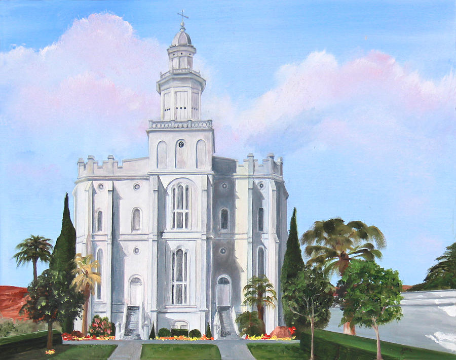 Sacred Steps St George LDS Temple Painting by Nila Jane Autry
