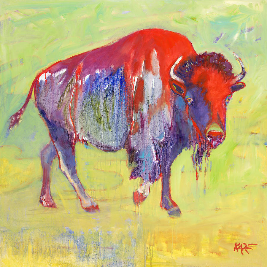 Bison Painting - Sacred Warrior by Kate Dardine