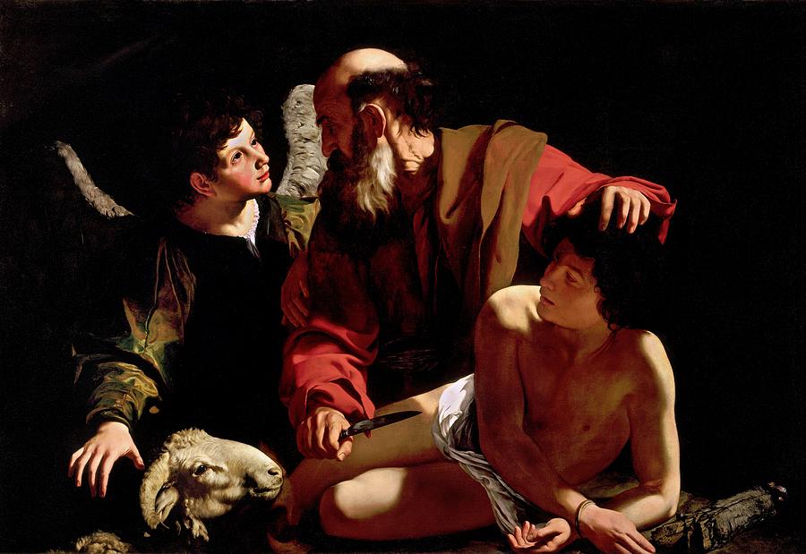 Michelangelo Caravaggio Painting - Sacrifice of Isaac by Michelangelo Caravaggio