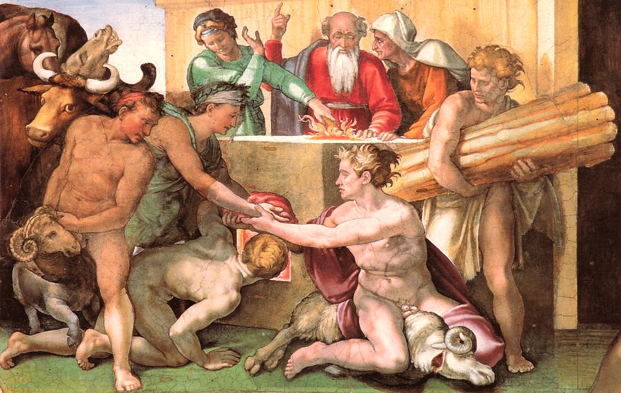 Michelangelo Painting - Sacrifice of Noah by Michelangelo Buonarroti