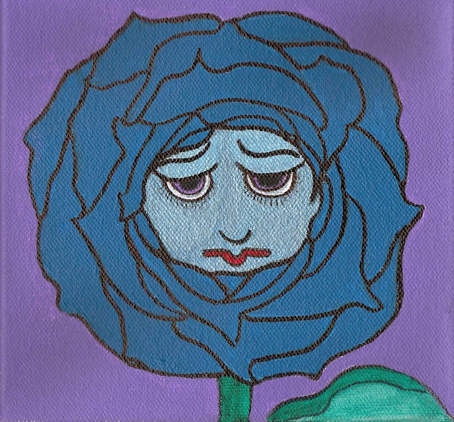 Flowers Still Life Painting - Sad Blue  by Kim  Rahal