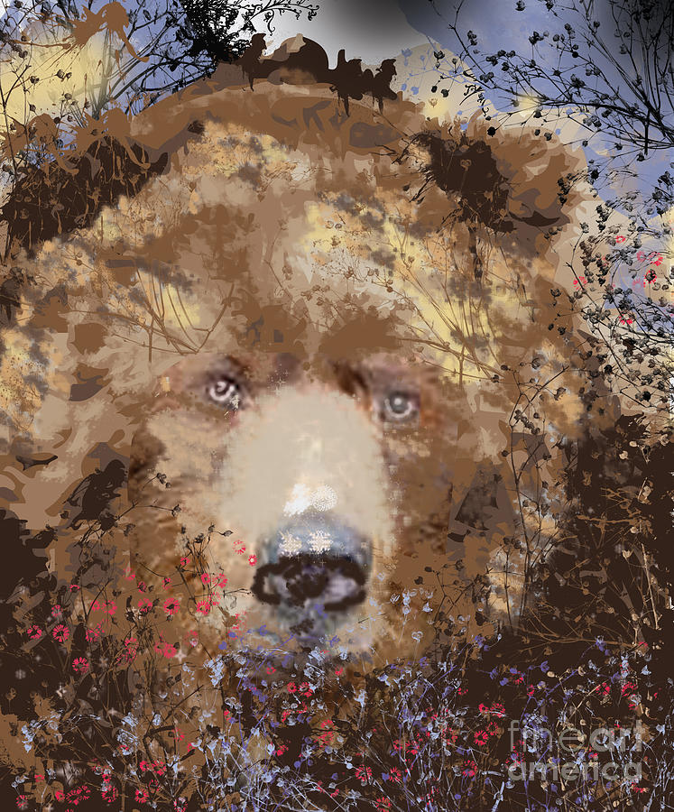 Sad Brown Bear Digital Art by Kim Prowse
