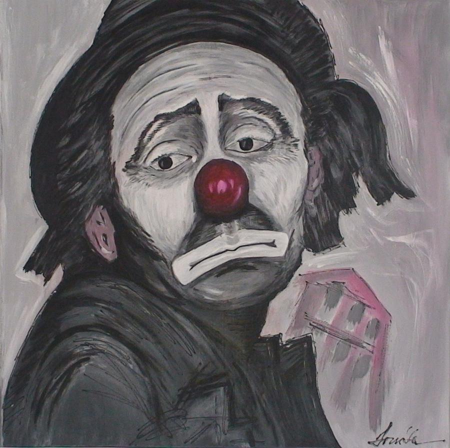 Sad Clown Painting by Maia Oliver