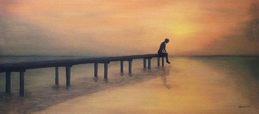 Sunset Painting - Sad Giant by Edwin Alverio