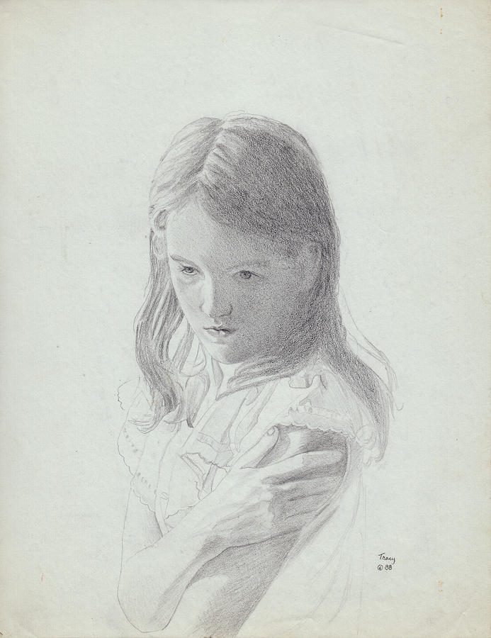 Sad Girl Drawing by Robert Tracy