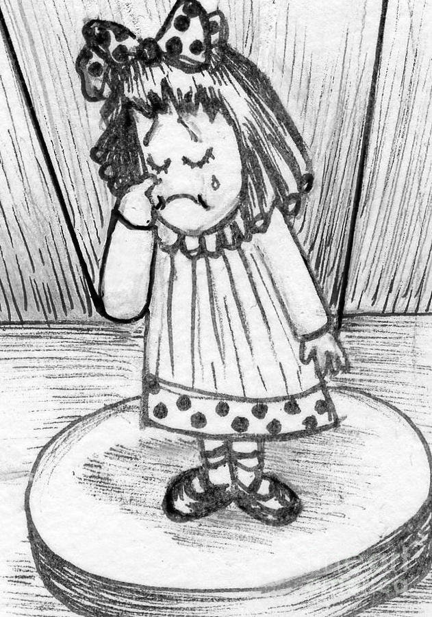 Sad Little Puppet Girl Painting by Joyce Gebauer