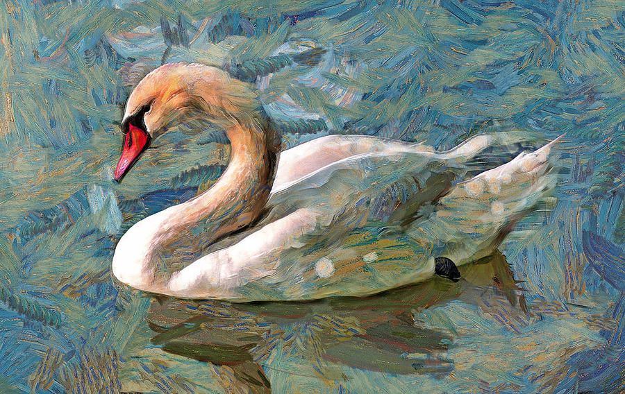 Paradise Digital Art - Sad swan by Yury Malkov