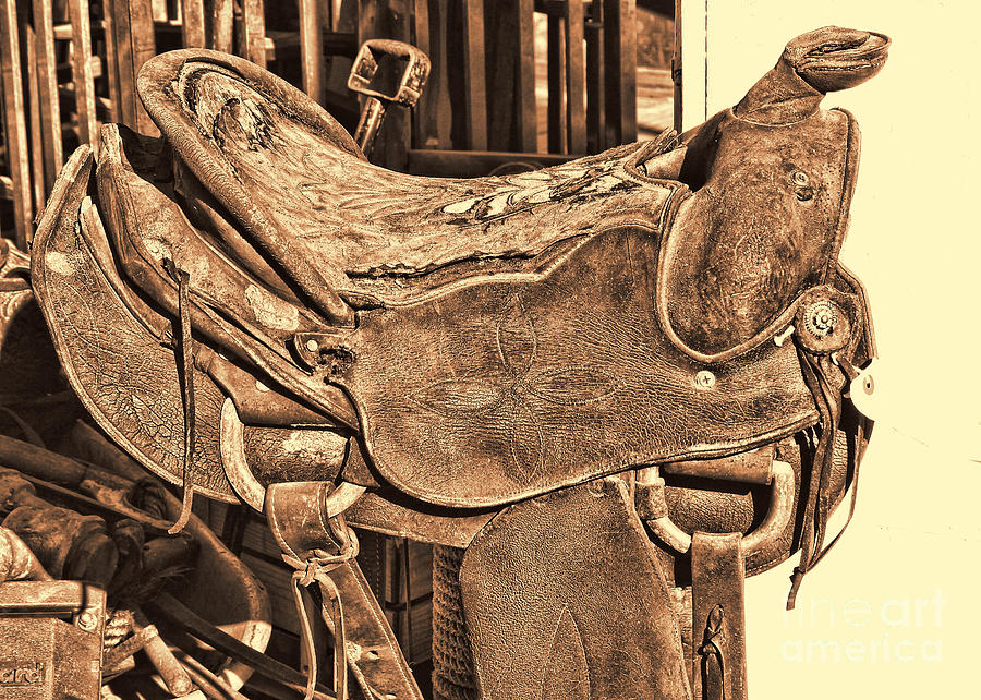 Vintage Photograph - Saddle by Audreen Gieger
