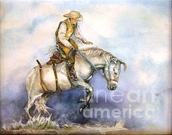 Horse Painting - Saddle Bronc by Deborah Ruby