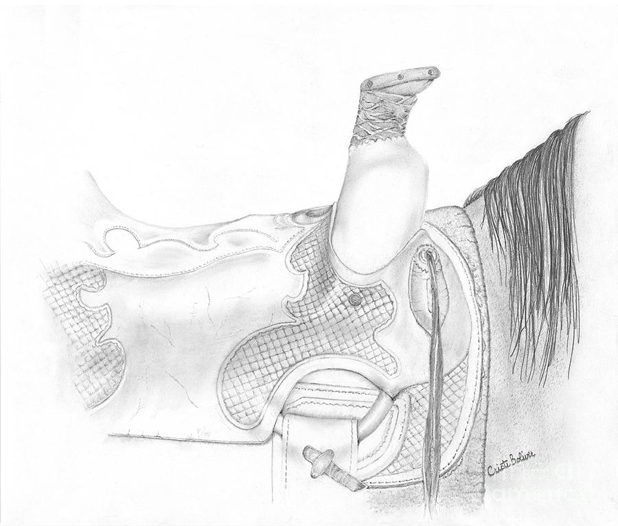Horse Drawing - Saddle by Cristi Boliver