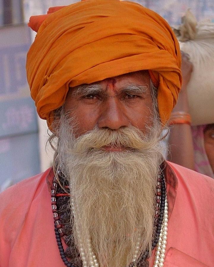 Sadhu With Turban - Kumbhla Mela - Allahabad India Photograph by Kim Bemis