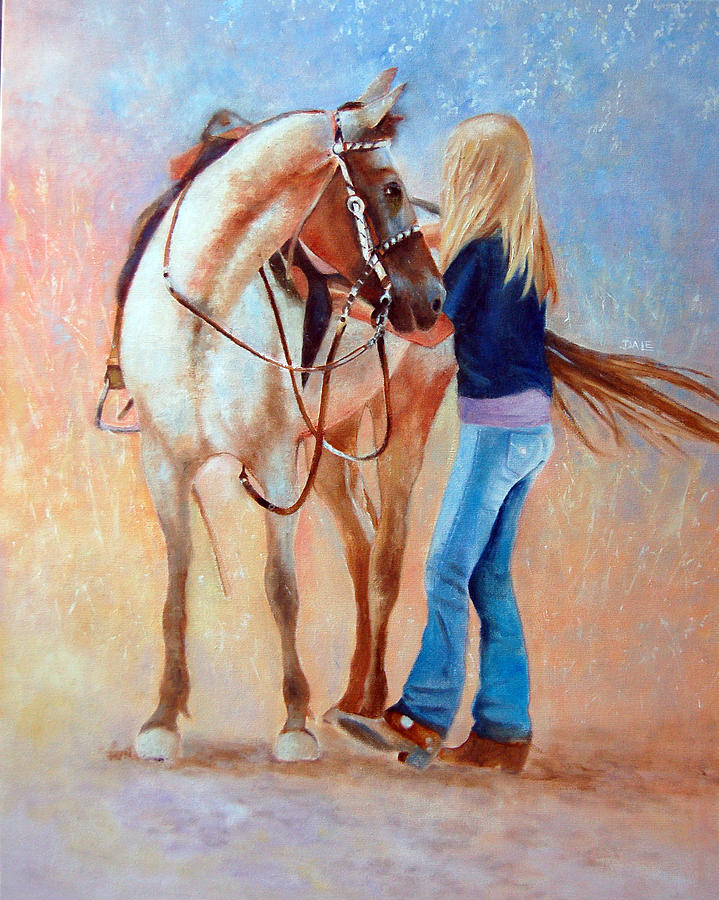 Horse Painting - Sadling Up by Dale Estka