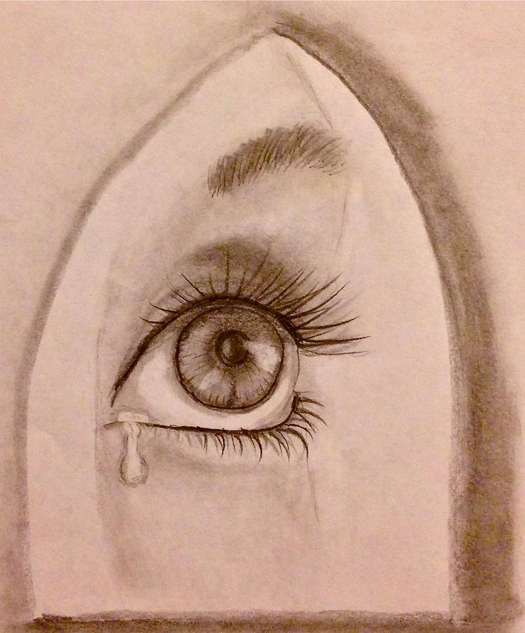Sadness in the Eye Drawing by Bozena Zajaczkowska
