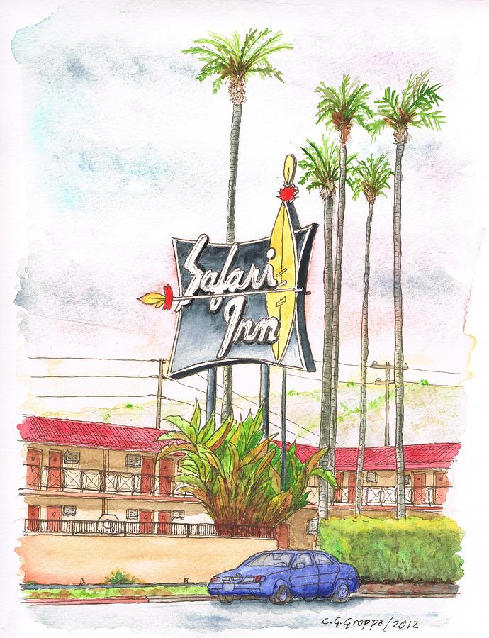Safari Inn Motel in Burbank - California Painting by Carlos G Groppa