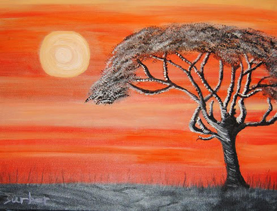 Safari SunSet 2 Painting by Suzanne Surber