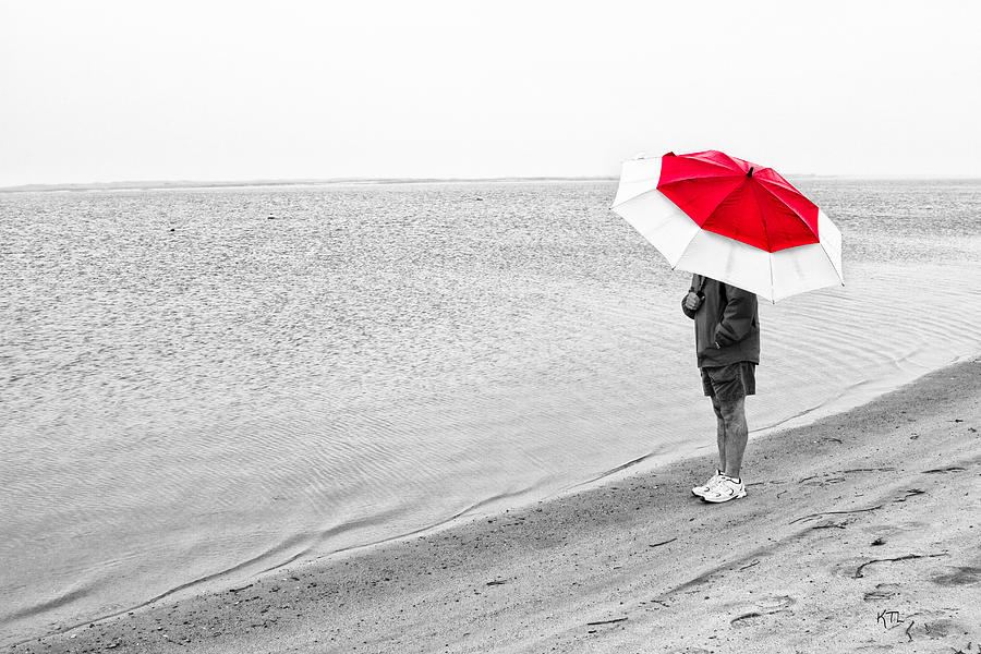 Black And White Photograph - Safe Under The Umbrella by Karol Livote