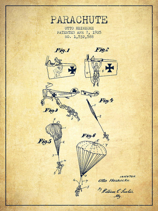 Safety Parachute Patent From 1925 - Vintage Digital Art
