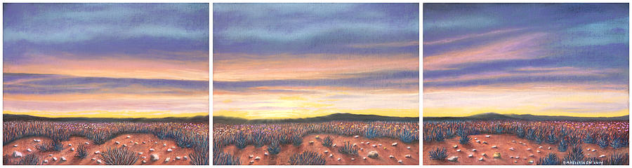 Sagebrush Sunset Triptych Pastel by Michael Heikkinen