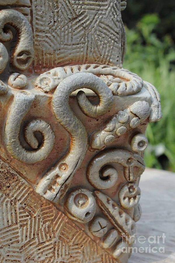 Stoneware Ceramic Art - Saggar Jar - detail view by Donald Burroughs Stoneware Ceramic Art - Saggar Jar - detail view by Donald Burroughs