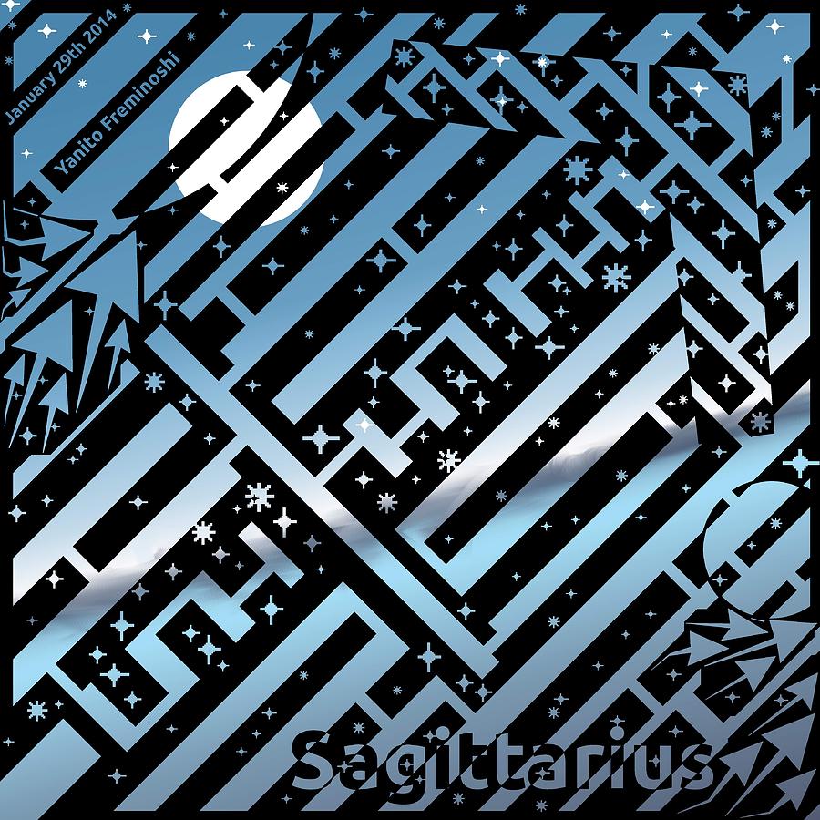 Maze Digital Art - Sagittarius by the Moon Maze by Yanito Freminoshi