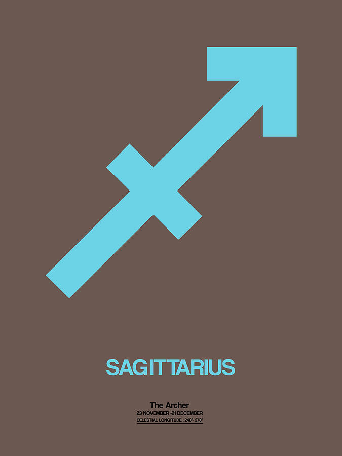 Sagittarius Digital Art - Sagittarius Zodiac Sign Blue by Naxart Studio