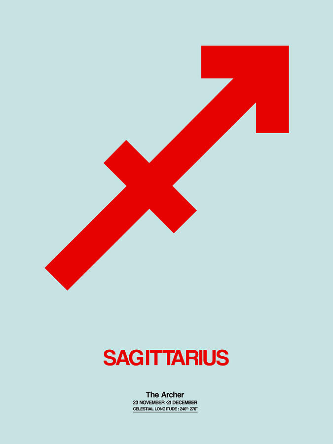 Sagittarius Digital Art - Sagittarius Zodiac Sign Red by Naxart Studio