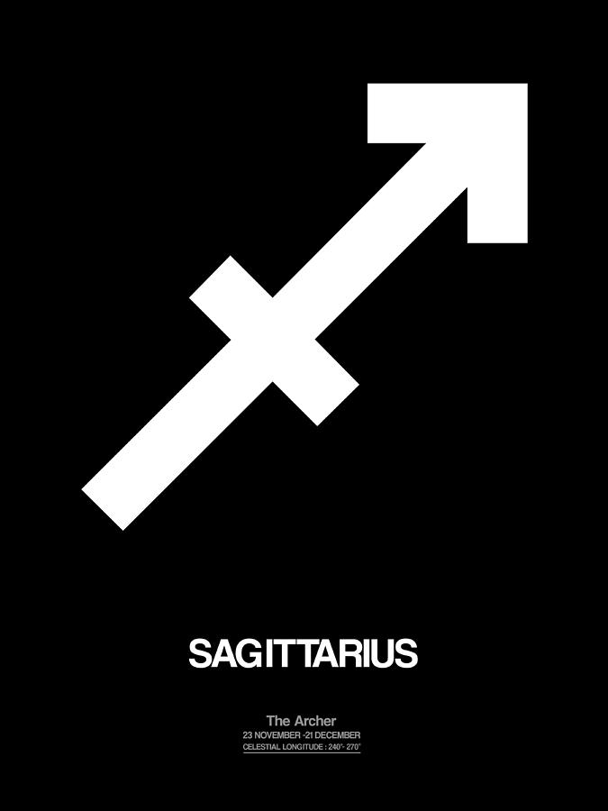 Sagittarius Digital Art - Sagittarius Zodiac Sign White by Naxart Studio