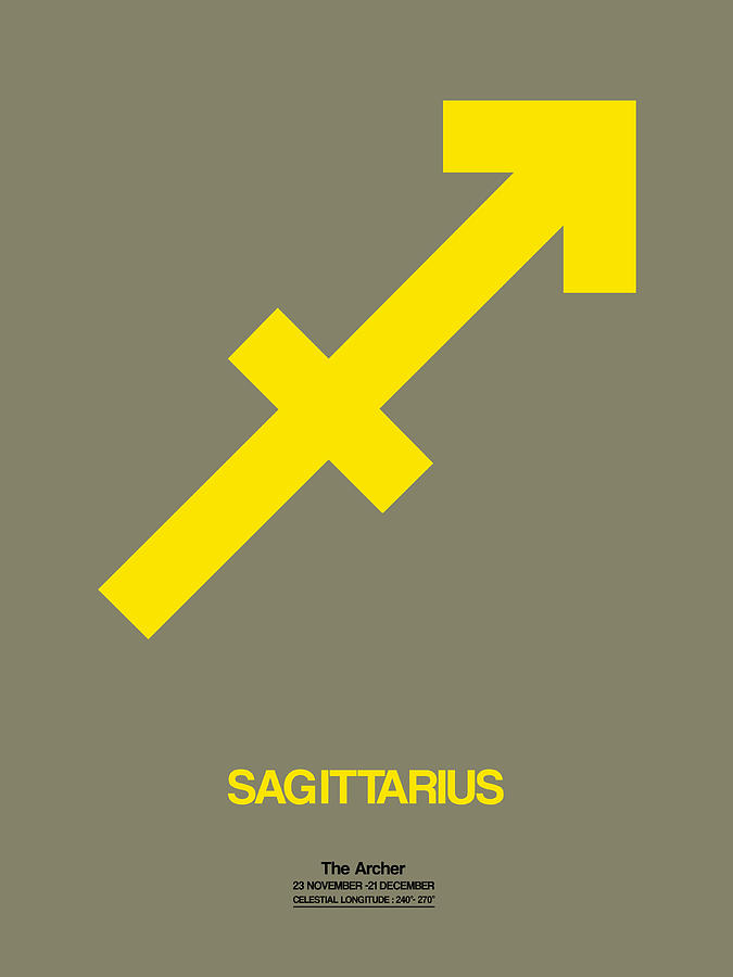 Sagittarius Digital Art - Sagittarius Zodiac Sign Yellow by Naxart Studio