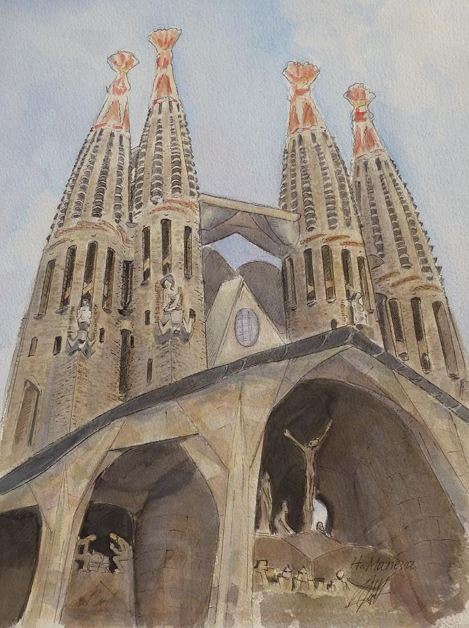 Sagrada Familia Barcelona Painting by Henrieta Maneva