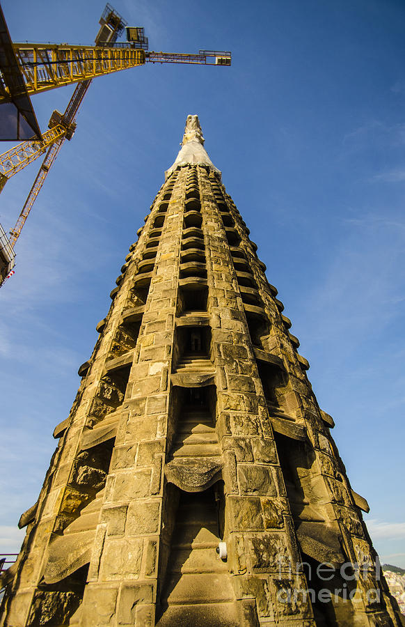 Sagrada Tower and Construction Crane Photograph by Deborah Smolinske