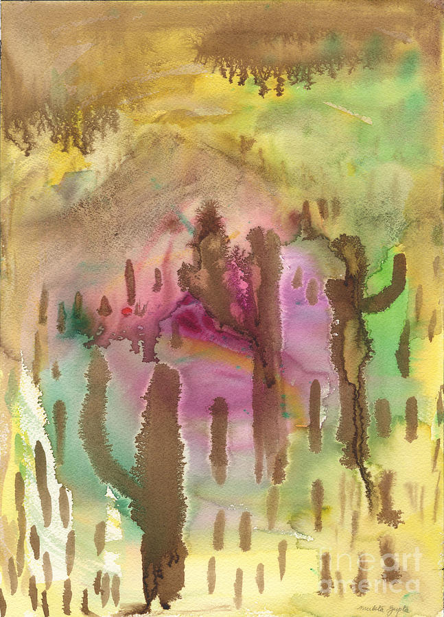 Saguaro Desert Painting by Mukta Gupta