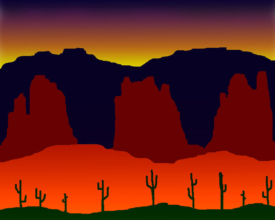 Saguaro Desert Digital Art by Timothy Bulone