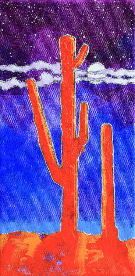 Saguaro Moon Painting by Greg Chapman - Fine Art America