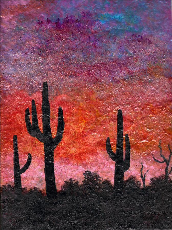 Saguaro Silhouette Sunrise Painting by Dina Sierra - Fine Art America