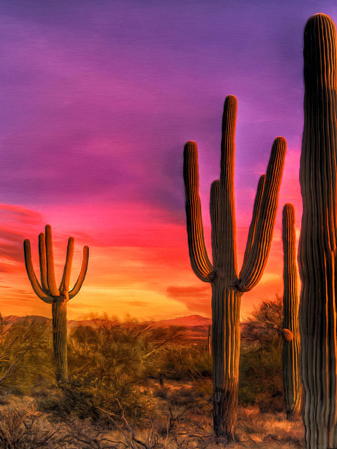 Saguaro Sunset Painting by Dominic Piperata