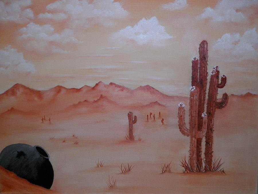 Saguaros in Sepia Painting by Teri Merrill