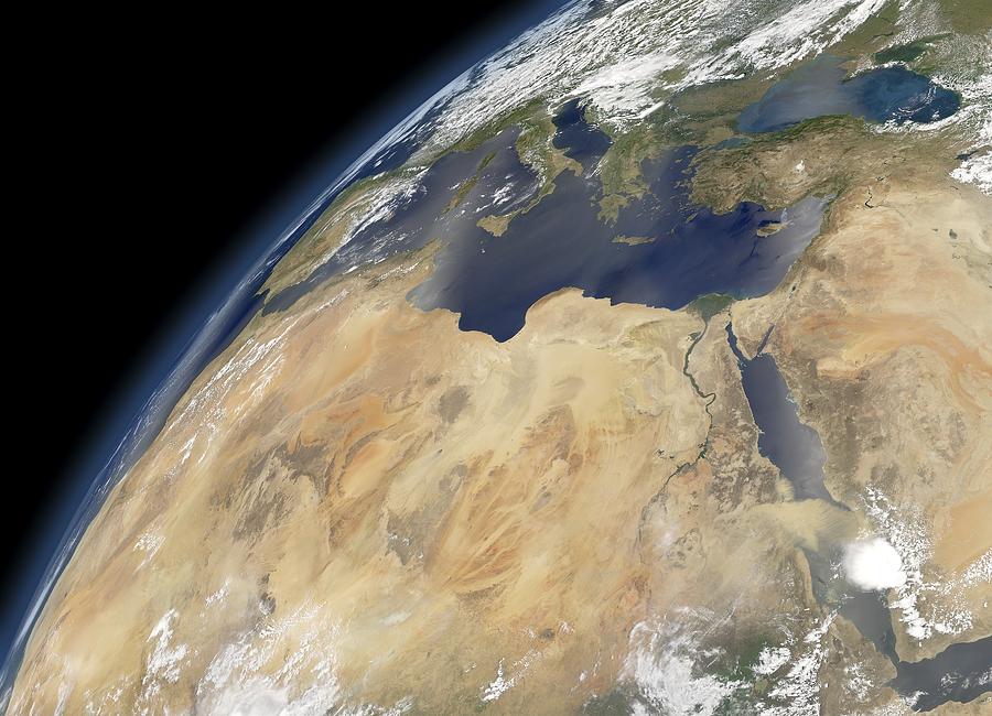 Saharan Mediterranean, satellite image Photograph by Science Photo Library